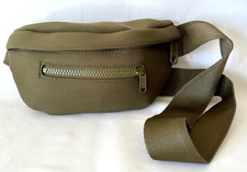 Dagne Dover Ace Dark Moss Green Neoprene Fanny Pack Crossbody Belt Bag