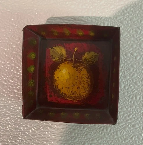 Vintage Peter Ompir Square Trinket Holder ;  Signed by the Artist