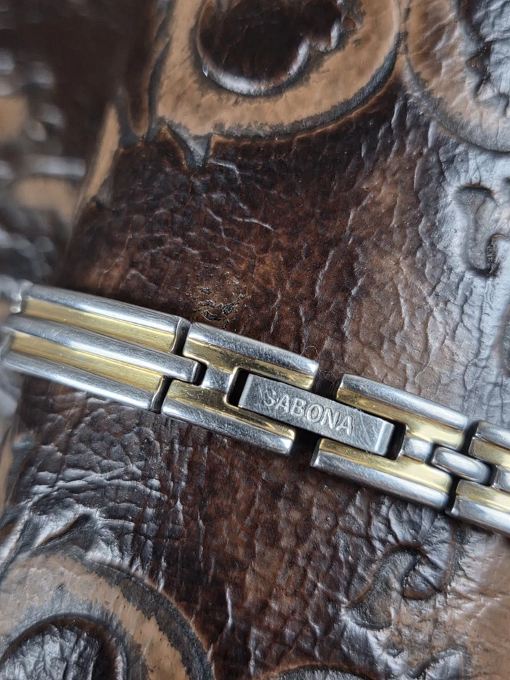 Pulseira magnética Sabona aço inoxidável 2 tons - Imagem 2 de 4