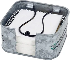 Galvanized Metal Napkin Holder - Cocktail Napkins