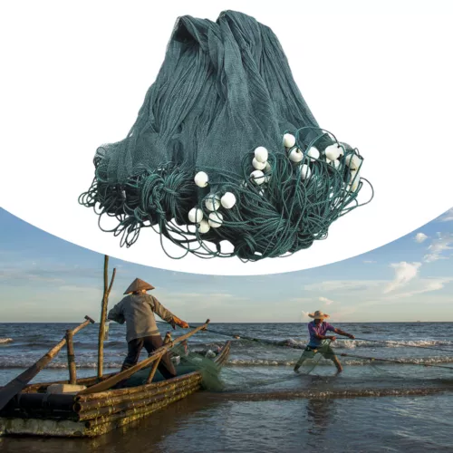 33Ft Fishing Drag Net Beach Seine Bait Nylon Mesh Fish Net Drag Minnow Nets