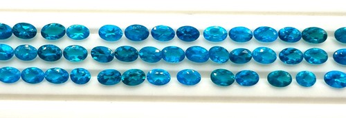 Neon Blue apatite gemstone, natural apatite lot faceted loose gemstone 6x4 mm - Picture 4 of 11