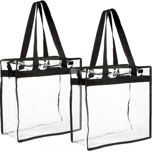 2Pcs Clear Tote Bags Large Capacity Transparent Shoulder Bag with Zipper✡