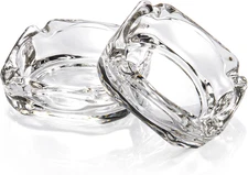 Glass Ashtray, Home Ashtrays for Cigarettes, 3.66*3.66*1.18 inches, Clear 