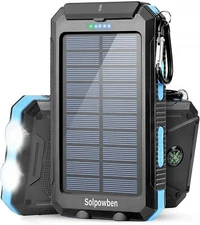 Solar Charger, 20000mAh Solar Power Bank Portable Solar Phone Charger Compatible