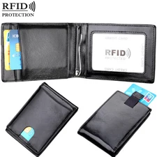 Men RFID Thin Id Credit Card Holder Mini Front Pocket Wallets Purse Card Case US