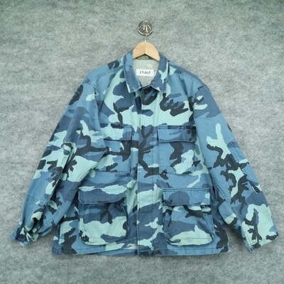 blue and white camo jacket