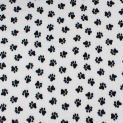 Dog Paws White Print Fleece Fabric - 60'' Wide - Sold by The Yard & Bolt
