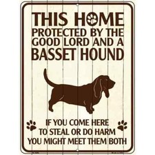 Protected By A Basset Hound Parking Sign 4.5"x 6" for Home Wall Door Garage