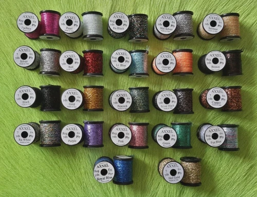 Fly Tying Material.. Uni- Axxel Flash.. (22) Spool Combo)  6 Strand. Asst. Color