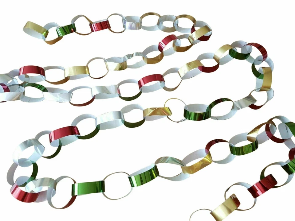 Navidad Papel Cadenas 80 de Color Aluminio Hacer Su Propio Adornos Autoadhesivo - Imagen 3 de 3