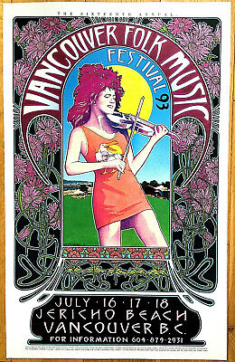 Vancouver Folk Music Festival 1993 Poster Bob Masse Psychedelic Art Ebay