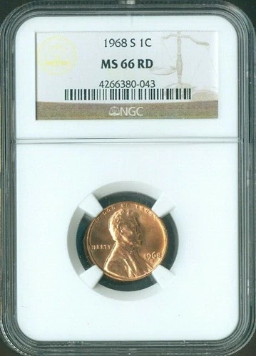 1968 S Lincoln Cent NGC MS66 RD Red Quality 
