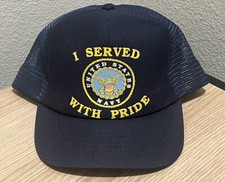 Vintage US Navy Mesh Trucker Snapback Hat "I Served With Pride" Made in USA
