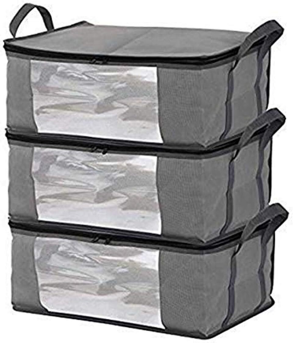 Light Gray Sweater Storage Bins and Bags for Closet Organization-image
