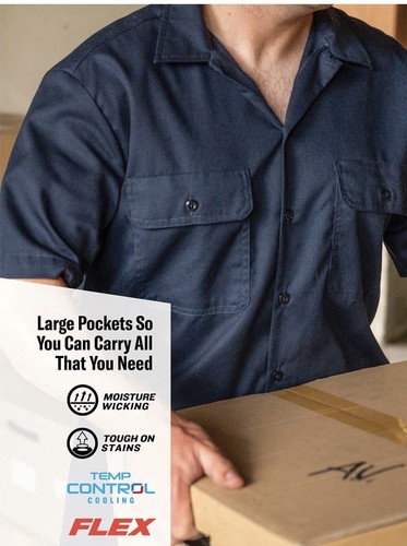 Genuine Dickies Men's FLEX Short Sleeve Work Shirt with Temp Control Cooling - Picture 6 of 8