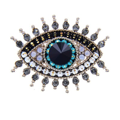 Lucky Evil Eye Brooch Pin Freshwater Pearl and Crystal Vintage Lapel Pin for ...