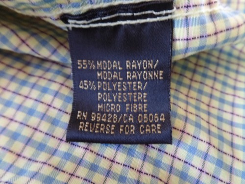 BUGATCHI UOMO MENS blue/yellow CHECKER DESIGNER CASUAL DRESS SHIRT SIZE: XL - Picture 11 of 11