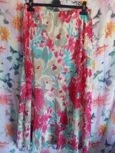 Marks & Spencer klassisch gefüttert Blumendruck elastische Taille langer Rock Gr 14