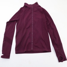 Fabletics Womens Purple Plum Zip Up Jacket Large Fitted Athletic Thumb holes