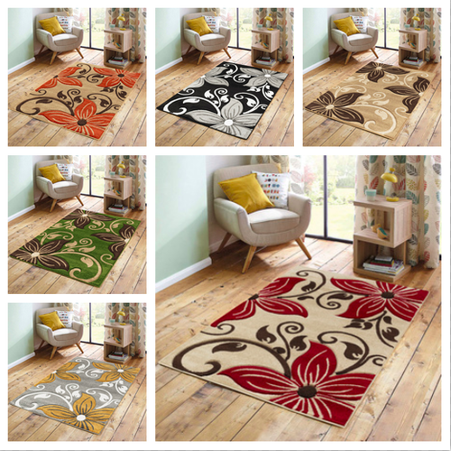 Soft Pile Durable Floral Flower Designer Rugs For Living Room Lounge Area Mat - Afbeelding 1 van 31