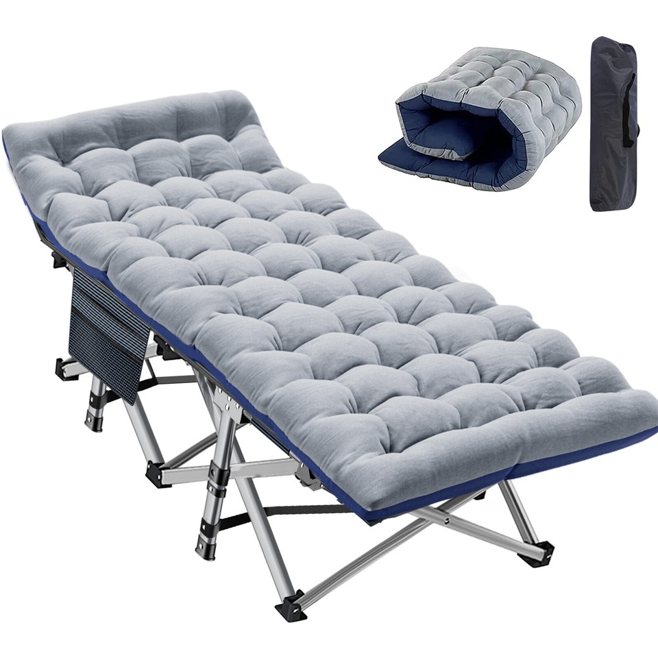 MOPHOTO Oversized XXL Folding Camping Travel Cot and Pad Heavy Duty
