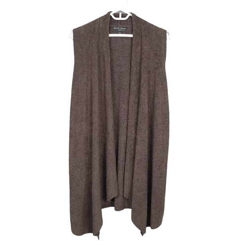 BAREFOOT DREAMS Calypso Vest Size L Brown Bamboo Chic Lite Knit Drape Open Front