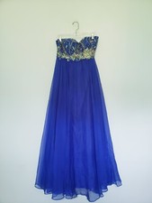 Alyce Paris Womens 10 Formal Dress Blue Beaded Long Flowy Prom Homecoming Fairy