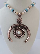 Boot Barn Beaded Western Necklace Bronze Tone Pendant Country Shyanne 28" NEW