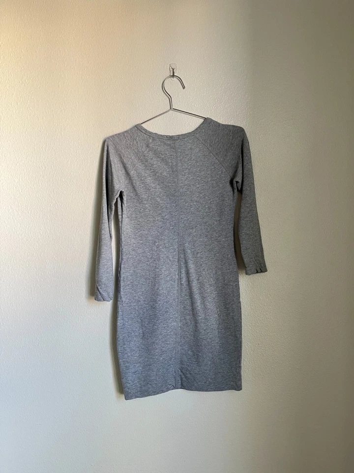 Vestido sudadera raglán para mujer James Perse en gris jaspeado talla 0/XS Foto 3 de 4