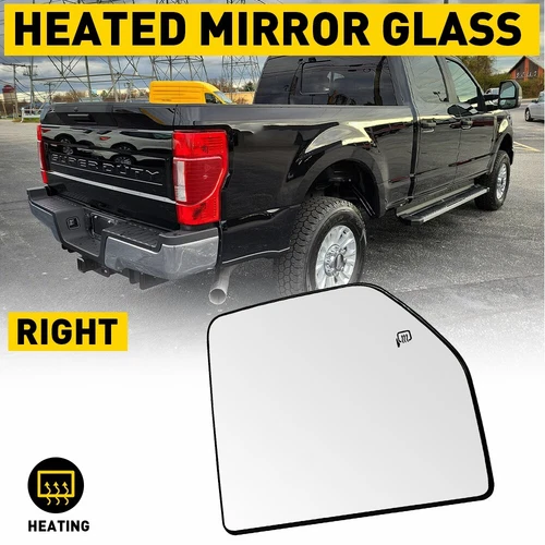 Mirror Glass Upper Passenger Side Right Heated for 2017-2022 FORD F250 F350 SD