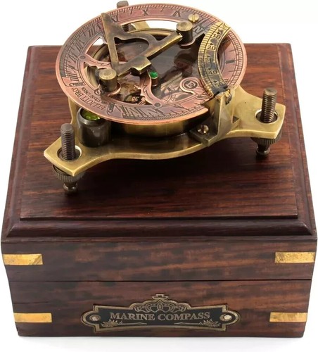 Vintage Marine WEST London Antique 2.5" Brass Sundial Compass - 第 1/8 張圖片