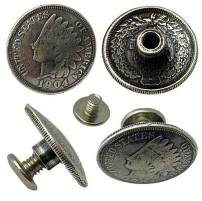 4 Pack Indian Head Penny Screw Back Conchos - 3/4''