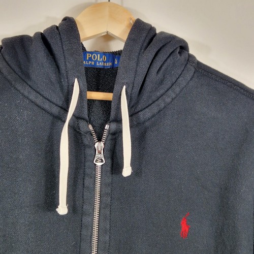 Ralph Lauren Full Zip Hoodie Mens Large Black Polo Hood Drawstrings Designer PRL - Picture 3 of 10