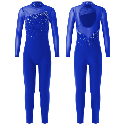 DE Kinder Mädchen Overall Sparkly Ballet Fitness Tanzbekleidung Leistung Kostüm