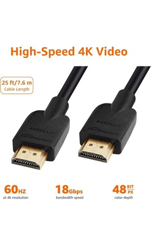 Amazon Basics High-Speed HDMI Cable (18 Gbps, 4K/60Hz) - 25 Feet, Black 1-Pack - Picture 5 of 8