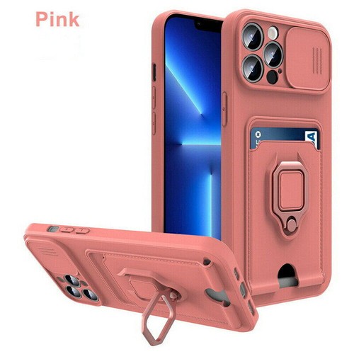 Card Case Cover TPU For iPhone 13 12 11 Pro Max XR X 7 8 Shockproof Ring Holder - Zdjęcie 15 z 16