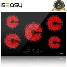 IsEasy 30" Electric Ceramic 5 Burners Glass Cooktop Built-in Stove Touch Control