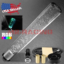Led Light Rgb Shift Knob Stick Crystal Transparent Bubble Gear Shifter 25cm