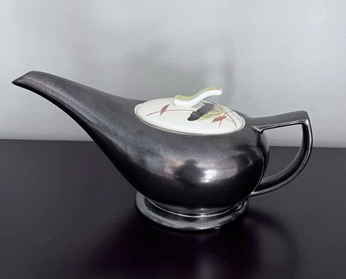 Vintage Red Wing Pottery Lotus Pattern Bronze Teapot