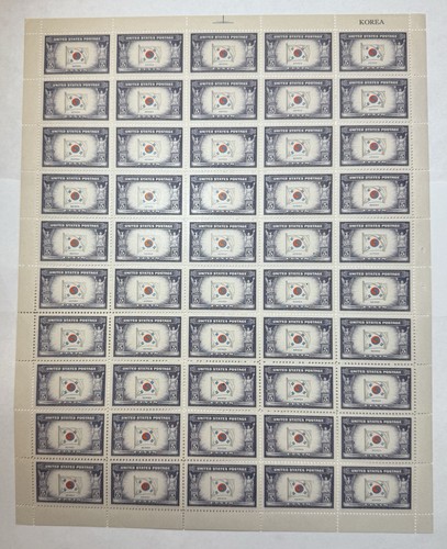 US #921 1944 5c “KOREA” overrun country Full Mint Sheet/50 MNH/VF
