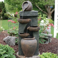 Cascading Earthware Pottery Stream Water Fountain - 39 in by Sunnydaze