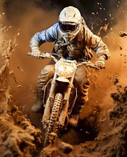 35" Fabric Panel | David Textiles Sports Dirt Bike #2 Action Scene