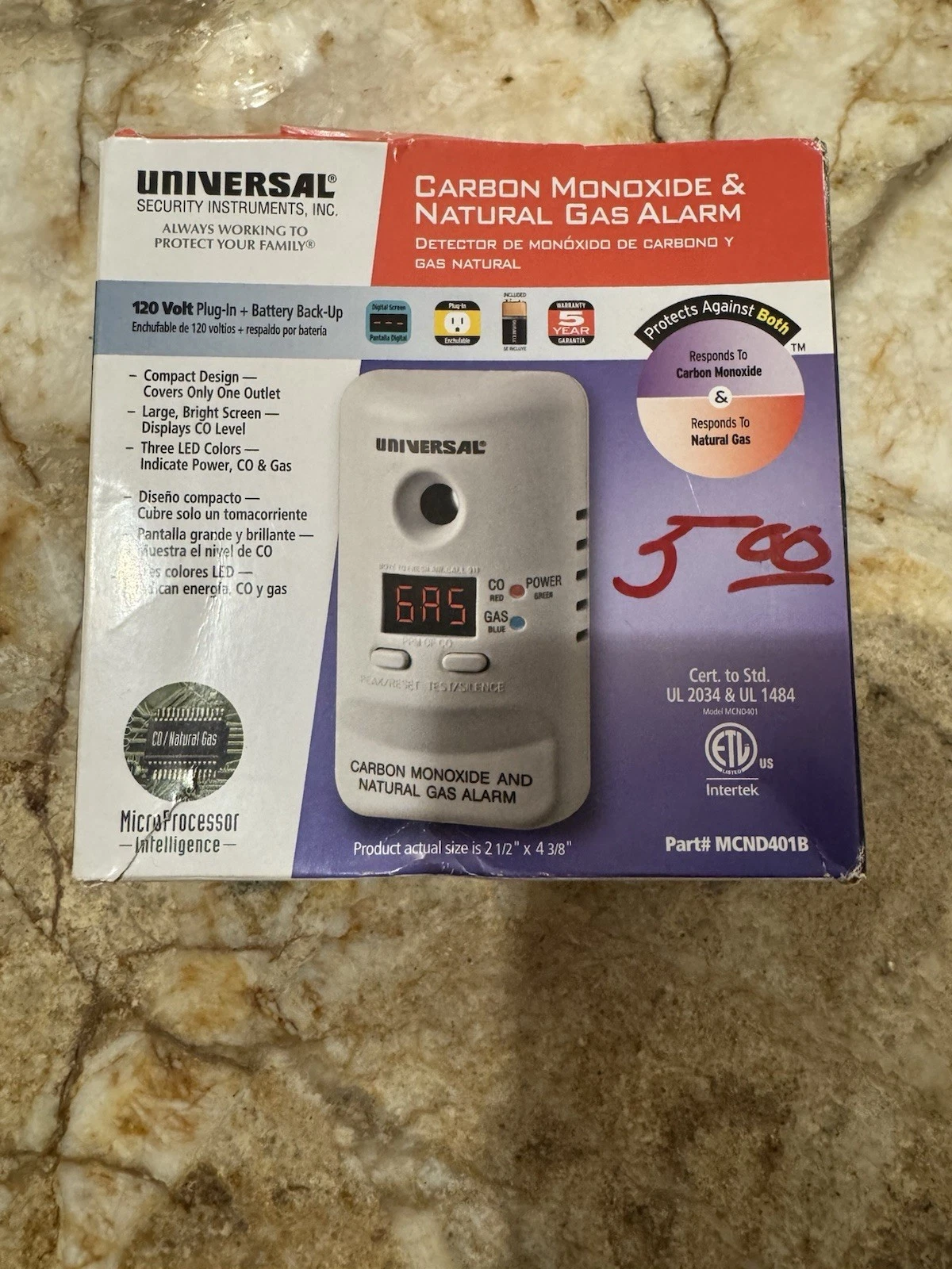 Universal Security Instruments Carbon Monoxide and Natural Gas Alarm