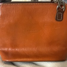 VERA PELLE Small Brown Leather Crossbody Shoulder Purse, Bag Italy 6.5  x7  