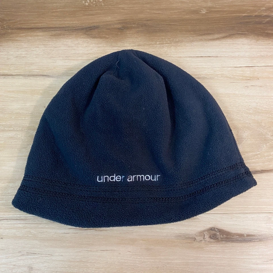 Under Armour 女式 Beanie OSFA 海军蓝羊毛无檐帽寒冷天气 — 第 2/3 张图片