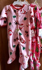 NWT Size 9M or 12M Carter's Pink fleece Santa Christmas pajamas New
