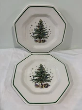 Set Of 2 Nikko Classic Collection Christmastime Octagonal Dinner Plates 10.75”