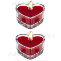 2 x 4.5CM Red Heart Shaped Candles Romantic Bright RED Love Tealight Tea Light