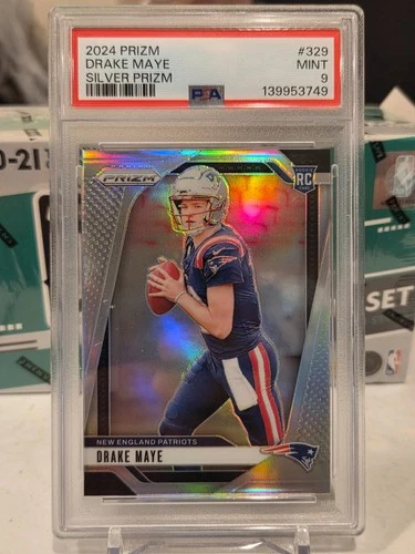 DRAKE MAYE 2024 PRIZM SILVER PRIZM ROOKIE RC #329 PSA 9 MINT! PATRIOTS NFL UNC!